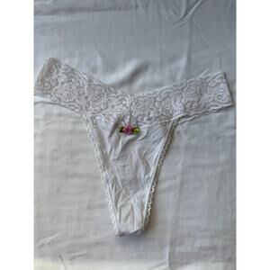 St Eve Lace Waist String Thong White Rose Detail Cotton Size S Y2K